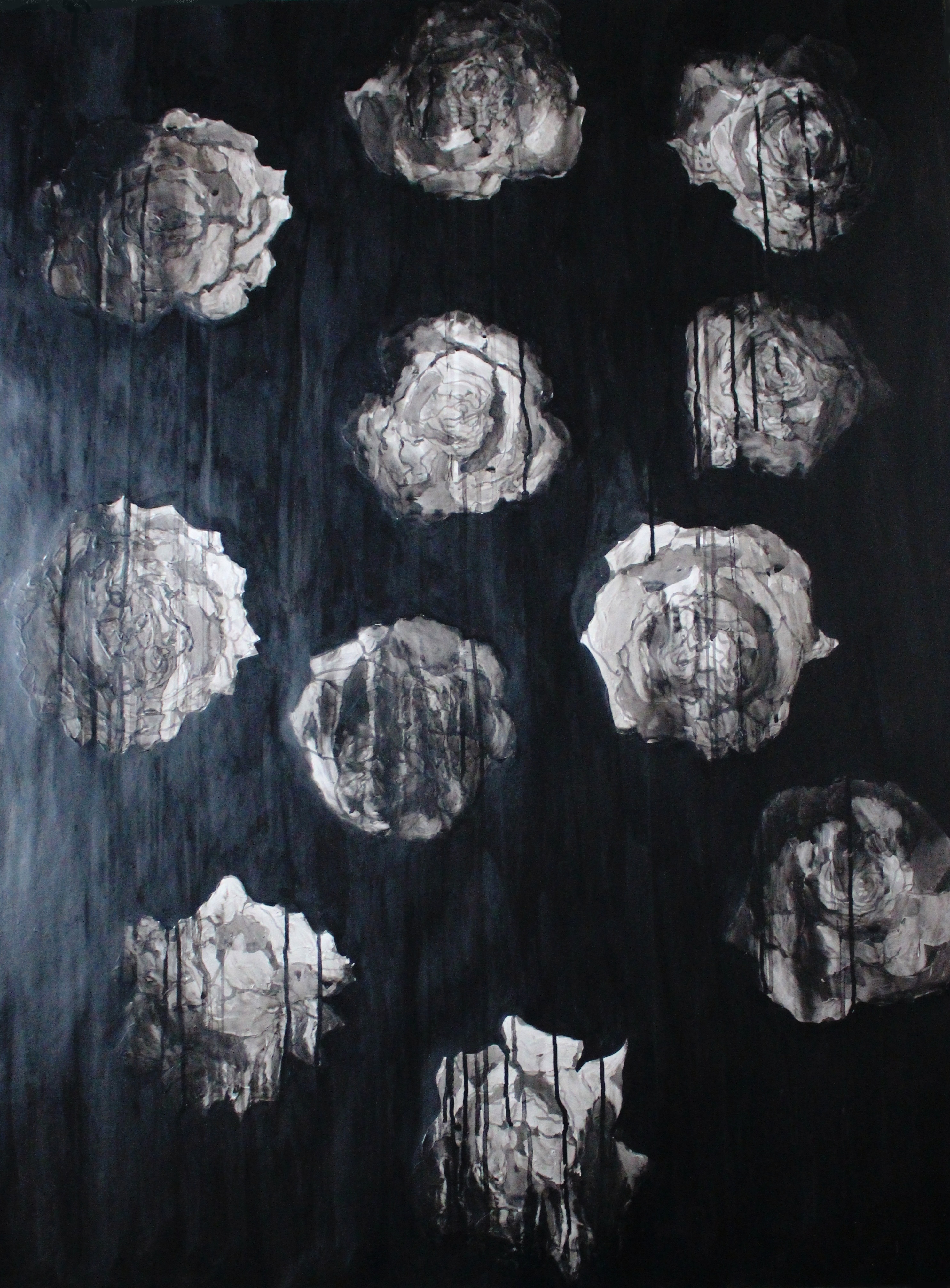 Sudden in a Shaft of Sunlight, 52”x38” ink, acrylic medium, 2020